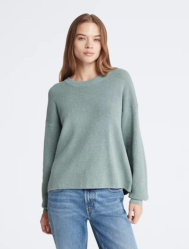 

Свитер Calvin Klein Smooth Cotton Waffle Crewneck, светло-зеленый