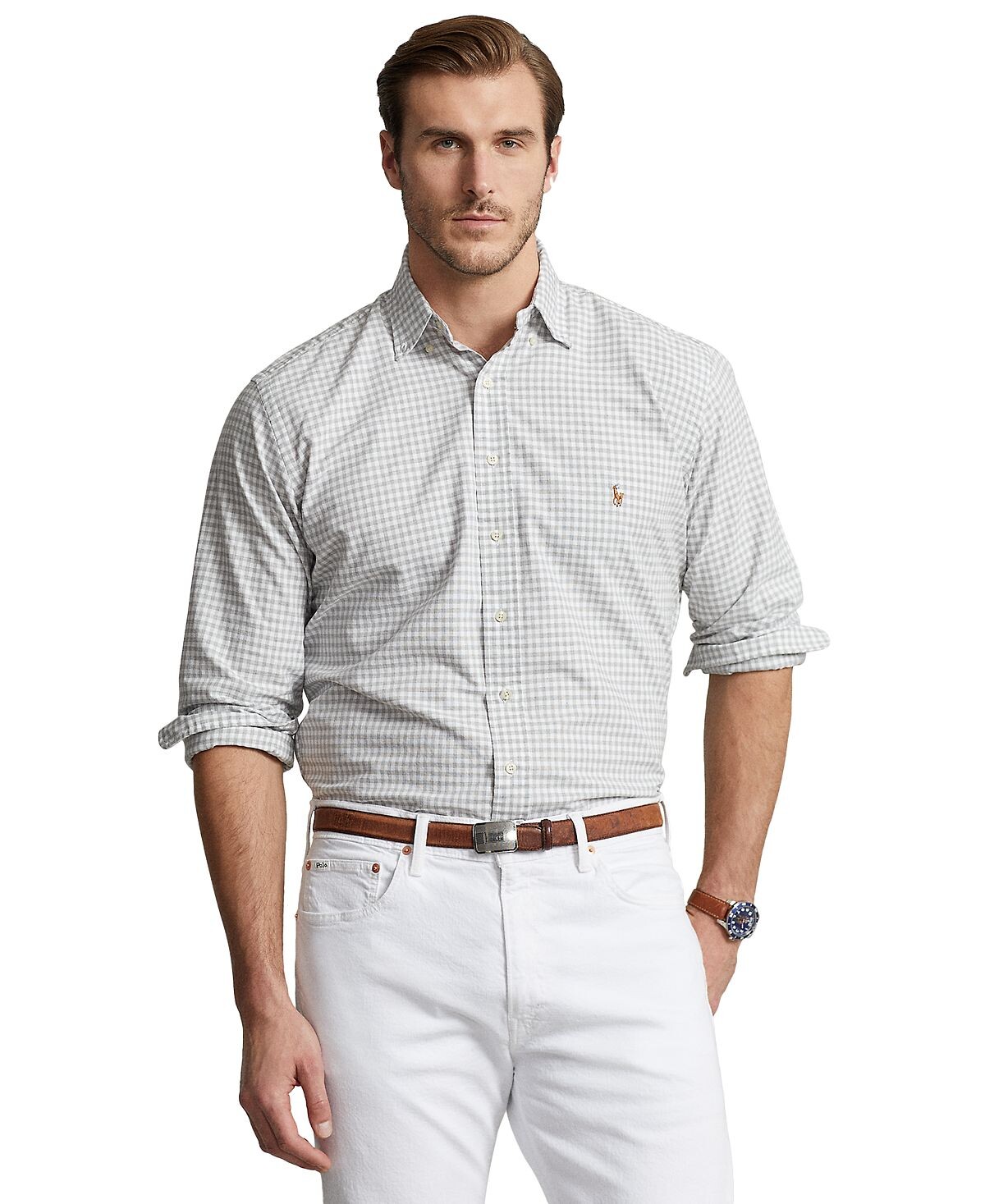 

Мужская большая и высокая клетчатая рубашка оксфорд Polo Ralph Lauren, мульти