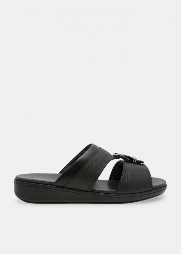 

Сандалии PRADA Saffiano leather sandals, серый