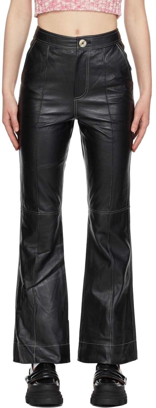 

Черные кожаные брюки Bootcut GANNI