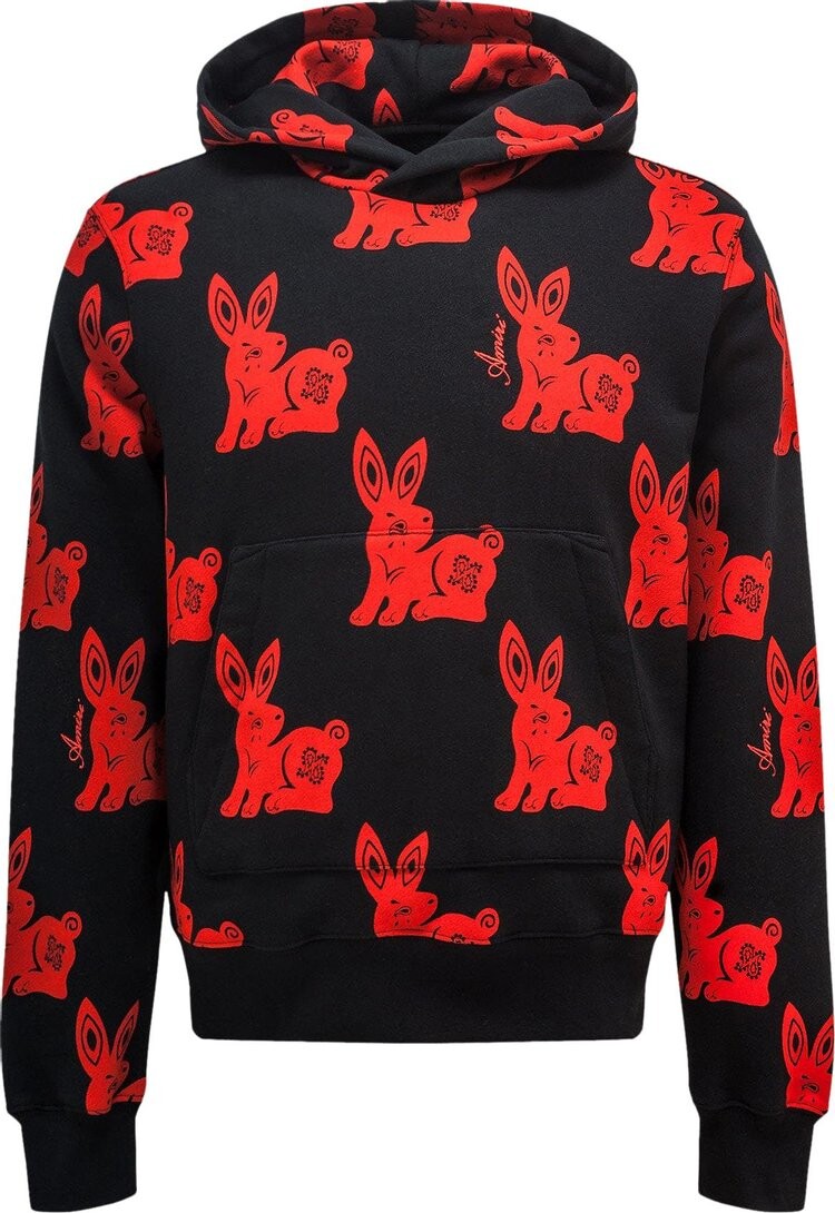 

Худи Amiri CNY Rabbit Allover Hoodie 'Black/Red', черный