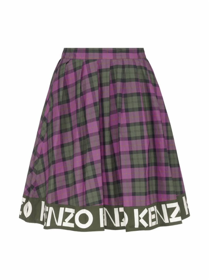 Плиссированная юбка с логотипом Kenzo женская зимняя юбка карандаш в шотландскую клетку