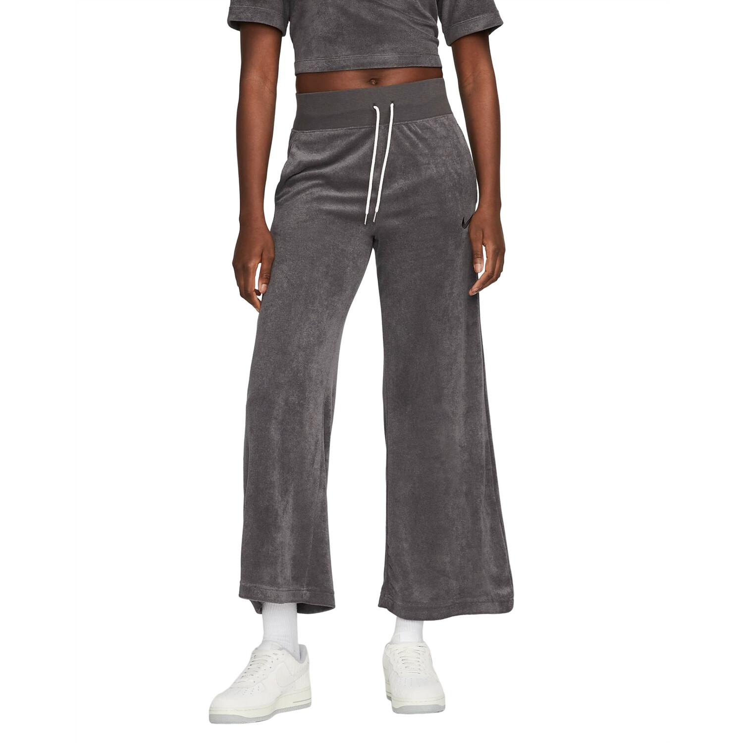 

Брюки Nike Sportswear High-Waisted Wide-Leg Terry, антрацитовый/черный, Серый