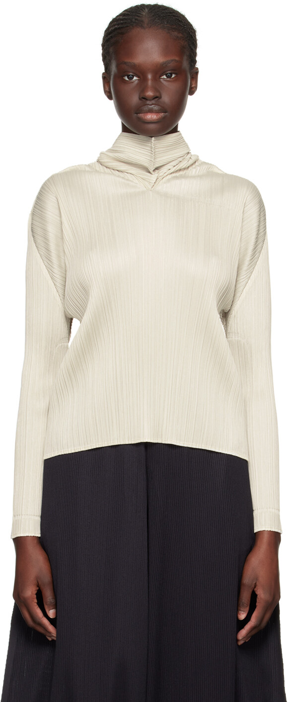 

Бежевая блузка с капюшоном Monthly Colors Сентябрь Pleats Please Issey Miyake