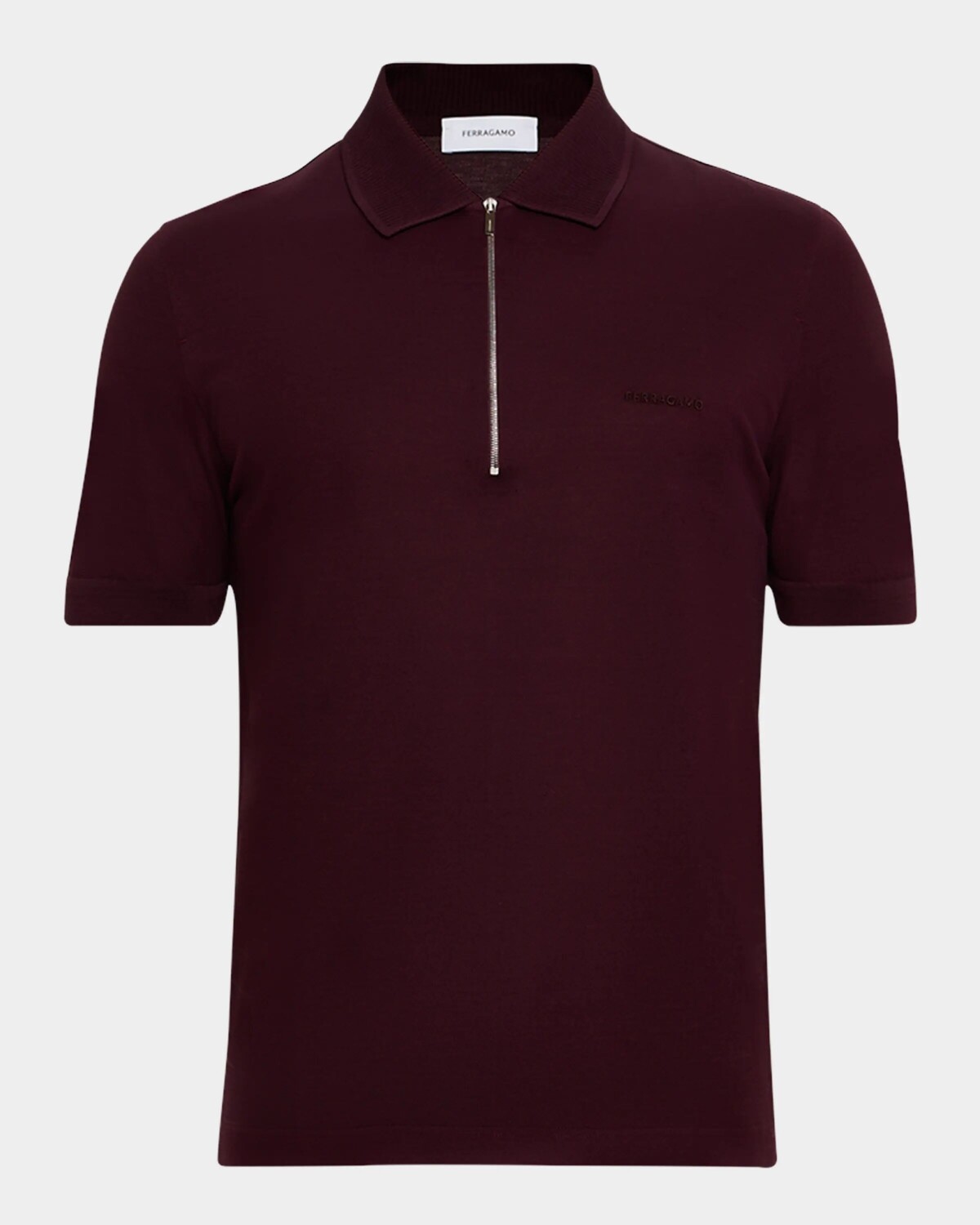 

Мужская футболка-поло из пике с молнией спереди Ferragamo, цвет Oxblood