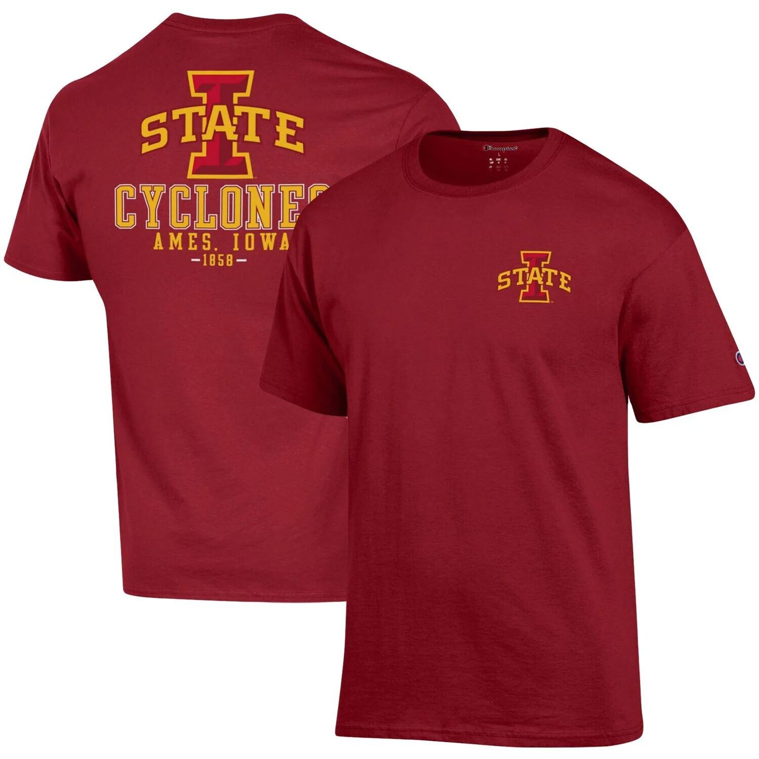

Мужская футболка Champion Cardinal Iowa State Cyclones Stack 2-Hit