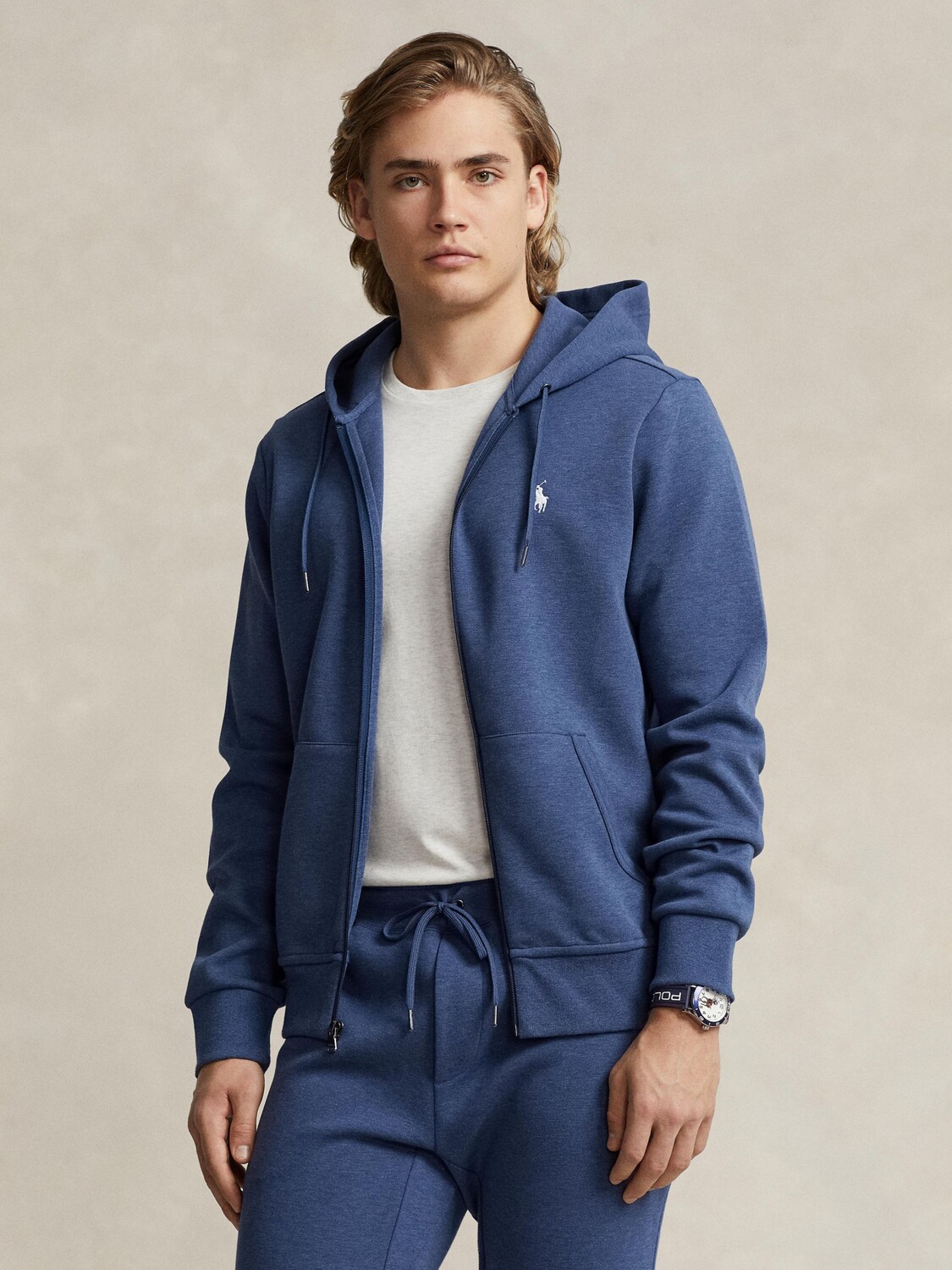 

Толстовка с молнией во всю длину двойной вязки Polo Ralph Lauren, синий
