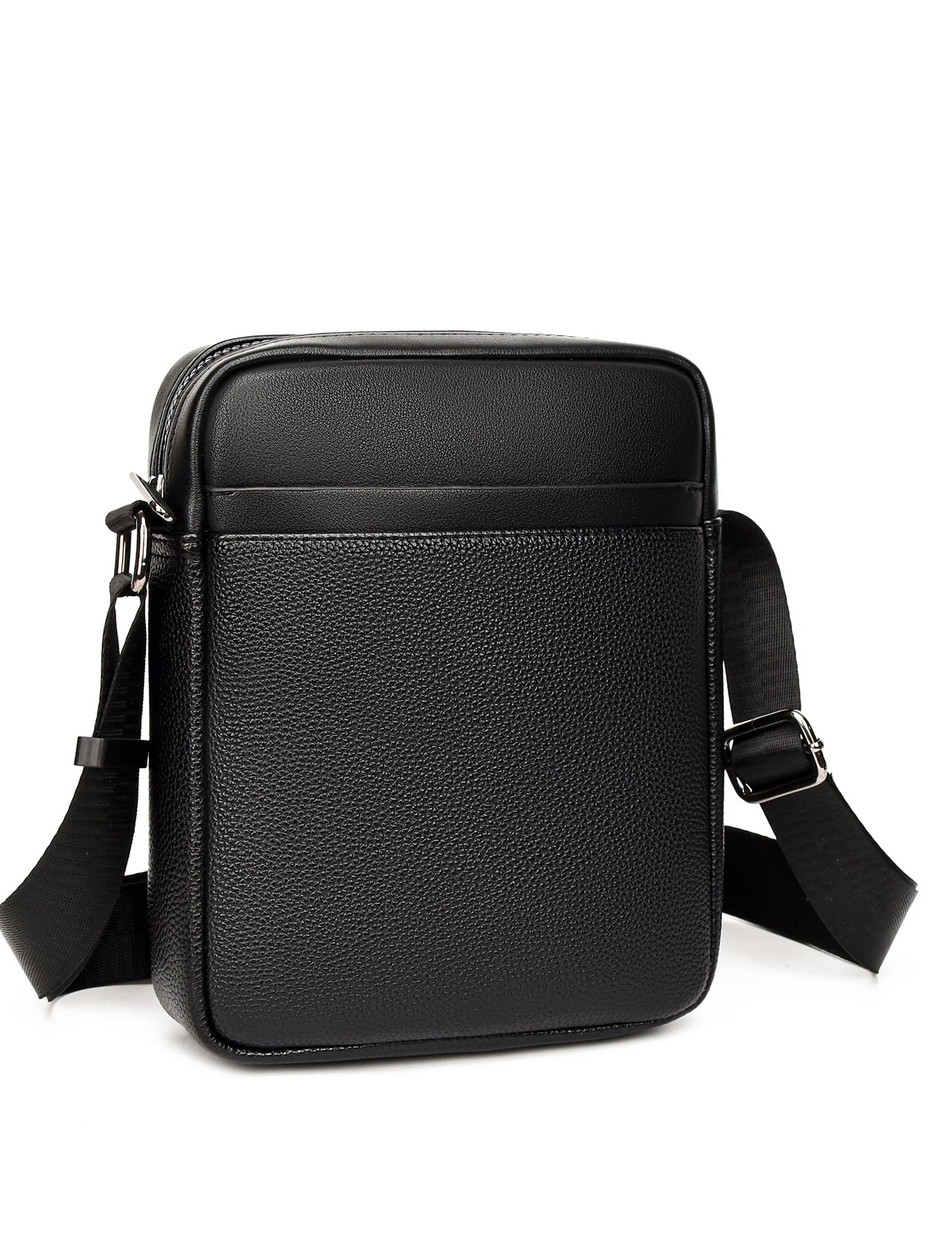Мужская сумка через плечо с узором личи, большая вместимость Sh03-2, черный