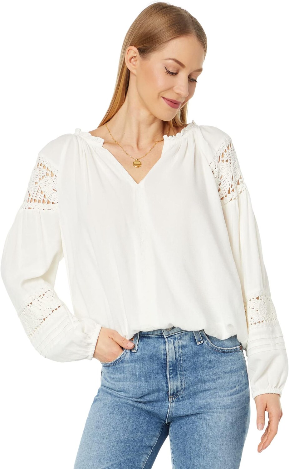 

Крестьянская Блузка Крючком Lucky Brand, цвет Egret