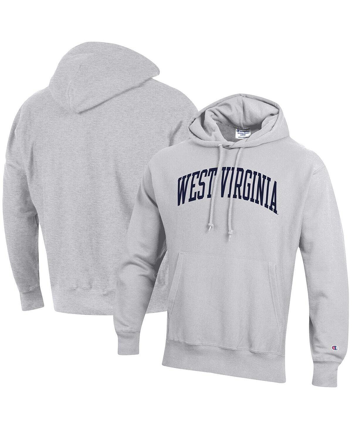 

Мужской серый пуловер с капюшоном West Virginia Mountaineers Team Arch обратного переплетения Champion