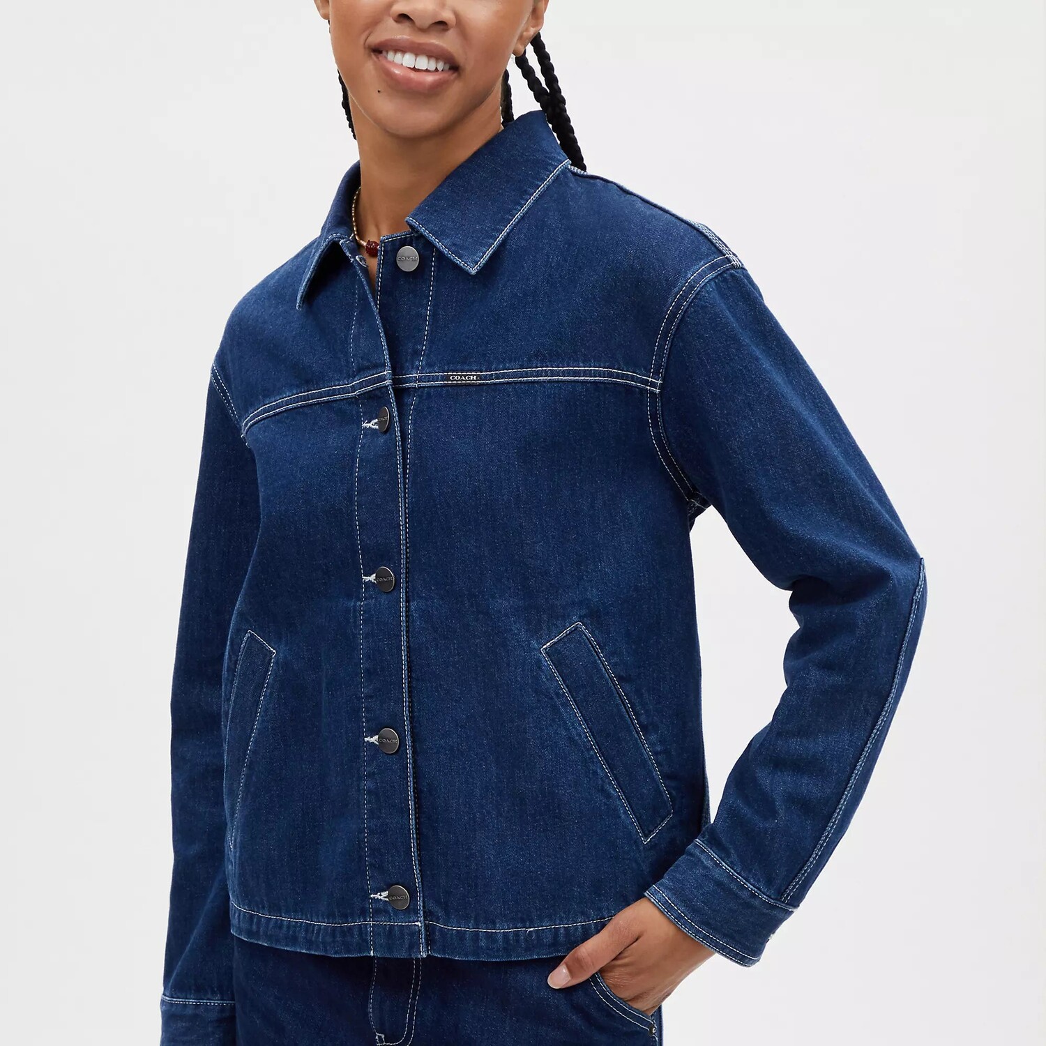 

Джинсовая куртка в стиле милитари Coach Outlet, цвет Dark Denim