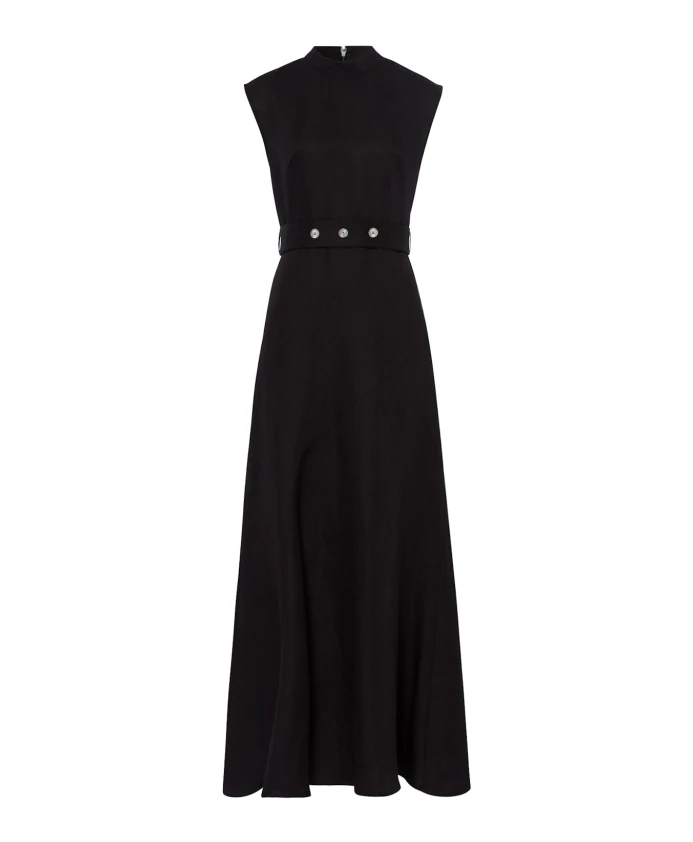 

Льняное платье макси без рукавов с воротником стойкой Ivy Oak, черный