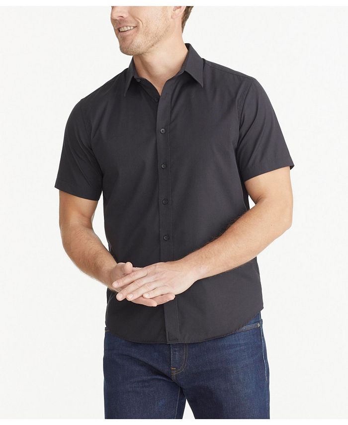Мужская классическая рубашка-куфран на пуговицах с короткими рукавами UNTUCKit, цвет Black цена и фото