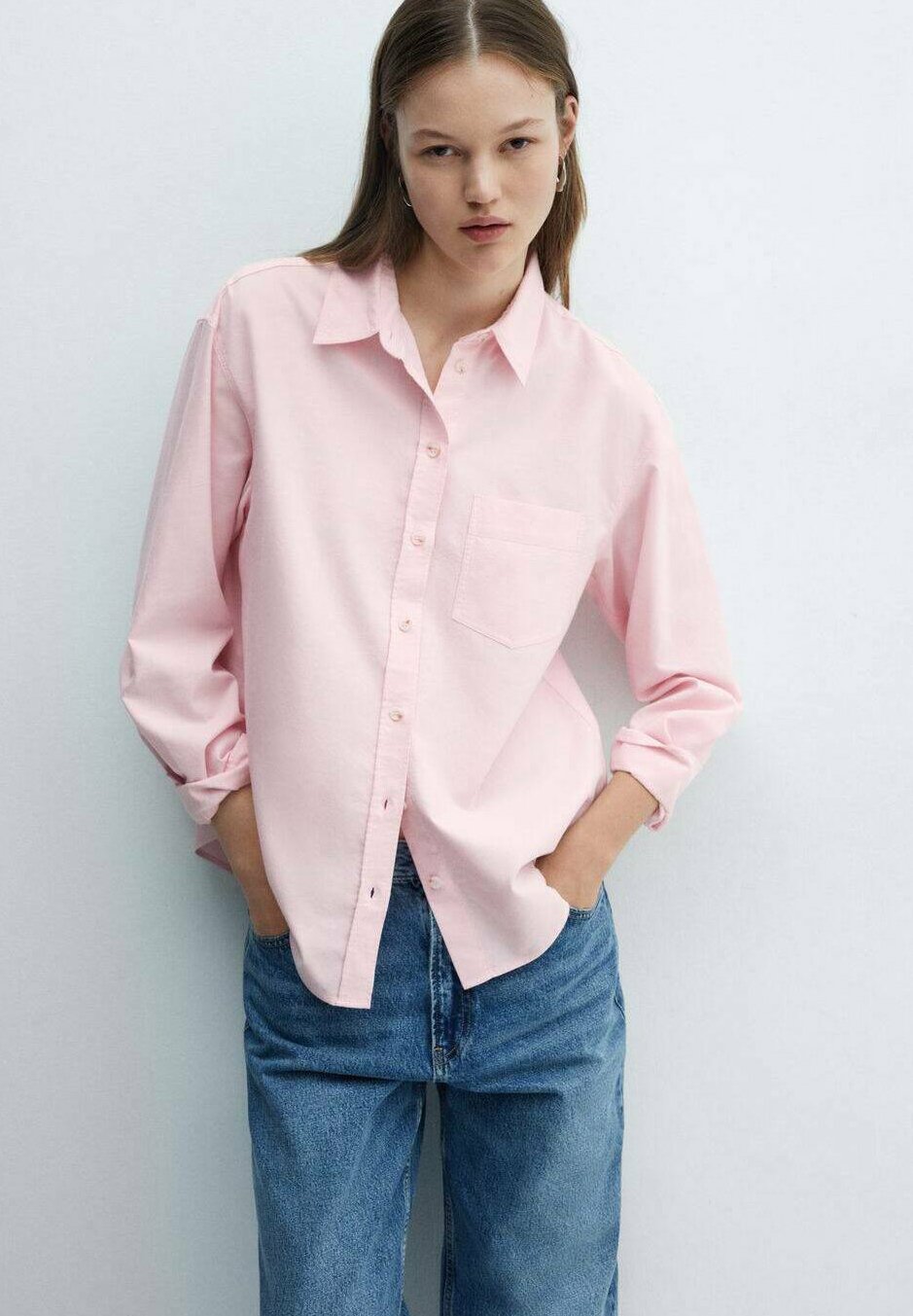 Блузка-рубашка MARBLE Mango, цвет pale pink