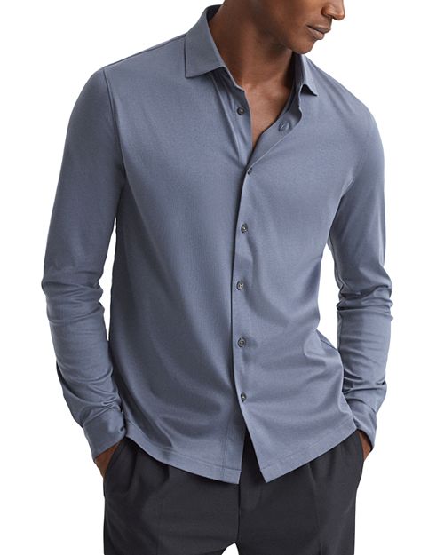 Рубашка на пуговицах с длинными рукавами и мерсеризованным хлопковым виконтом REISS, цвет Blue