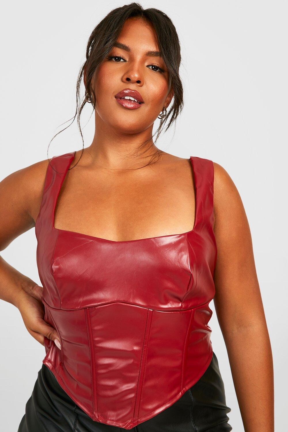 

пу корсетный топ Boohoo, красный