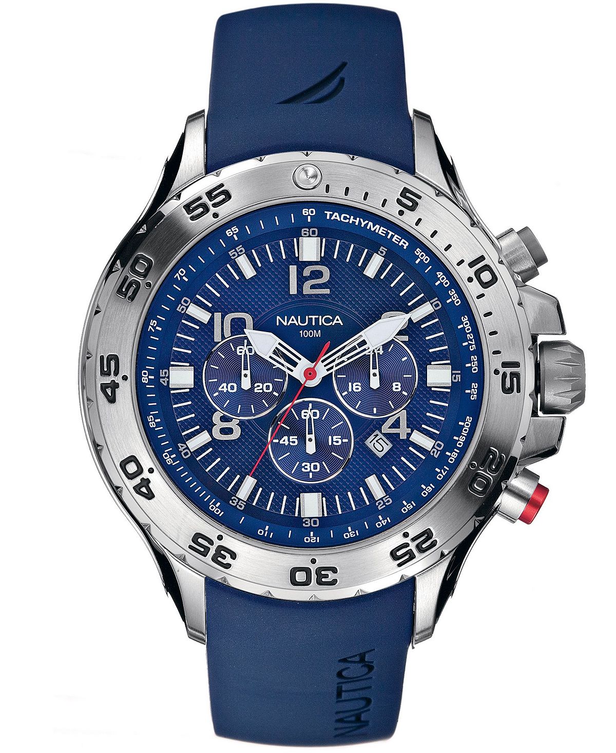 Мужские часы NST Chrono N14555G с синим полимерным ремешком Nautica