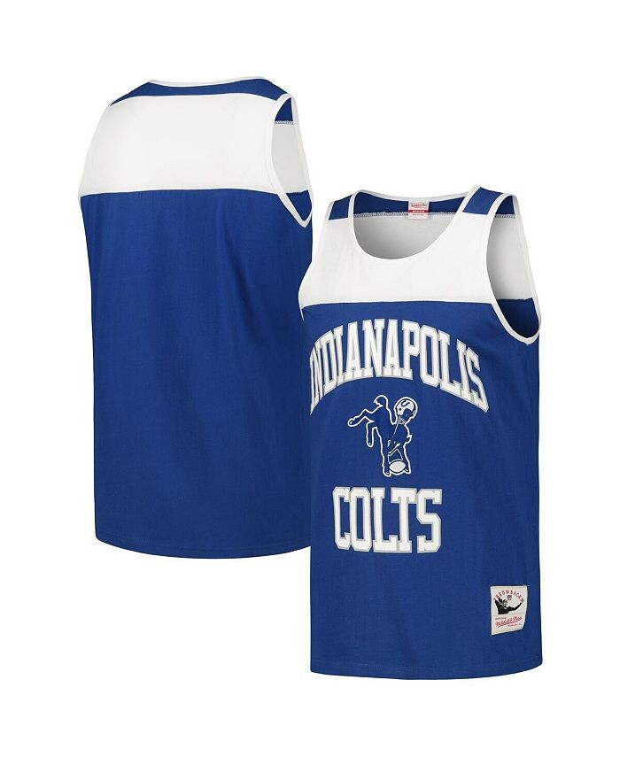 

Мужская майка с цветными блоками королевского и белого цветов Indianapolis Colts Heritage Mitchell & Ness, синий