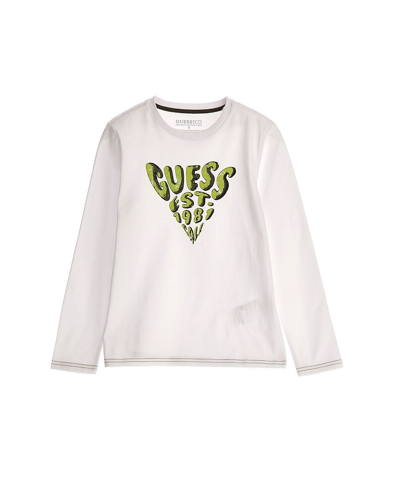 

Футболка для мальчика с длинными рукавами и логотипом спереди Guess, белый