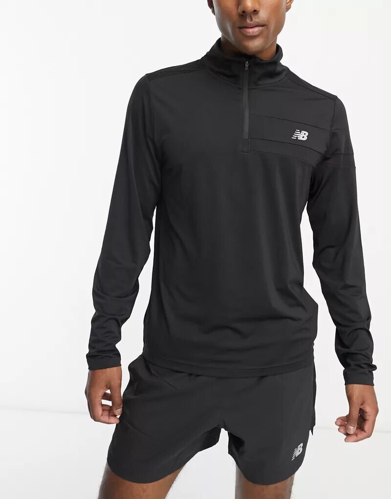 

Черный топ на молнии New Balance Accelerate, Серый