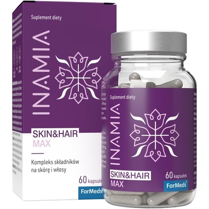 цена Inamia Skin & Hair Max Complex для кожи и волос - Пищевая добавка с растительными экстрактами - Веганский - Вегетарианский, Formeds