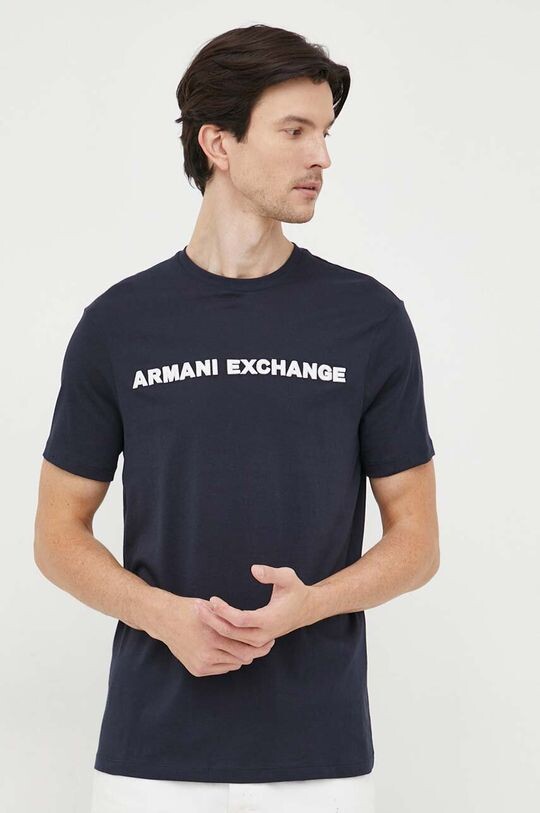 

Хлопковая футболка Armani Exchange, темно-синий