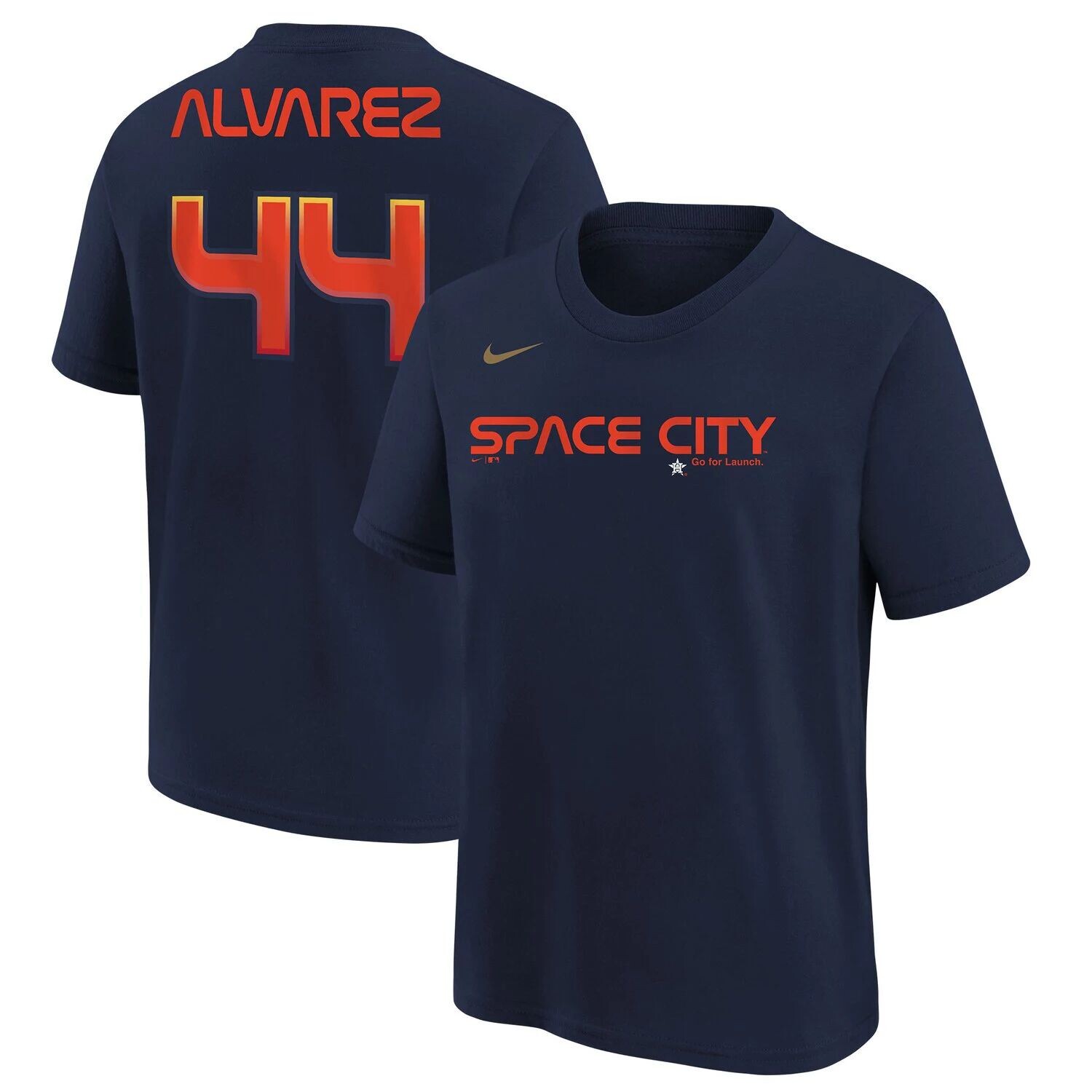 

Молодежная футболка Nike Yordan Alvarez Navy Houston Astros 2022 City Connect с именем и номером Nike