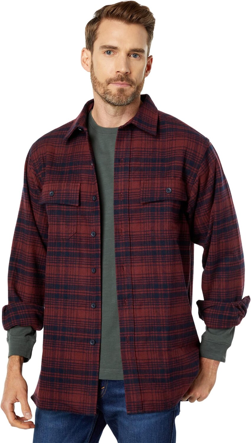 

Рубашка из замши в клетку Regular L.L.Bean, цвет Red Wine
