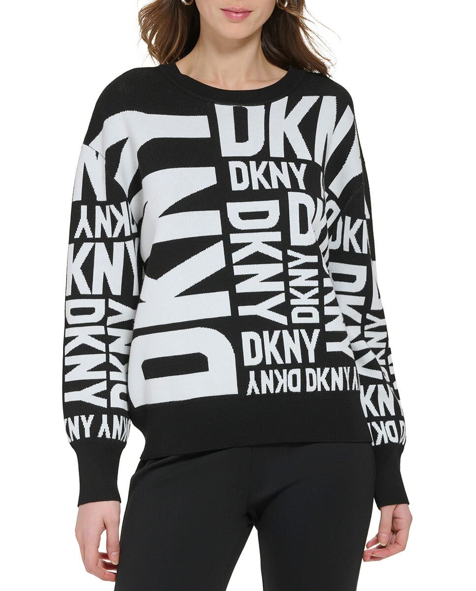 

Свободный женский свитер с круглым вырезом DKNY, мультиколор