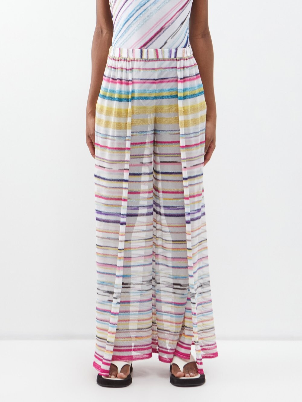 

Широкие брюки из вуали в полоску с эластичной талией Missoni, белый