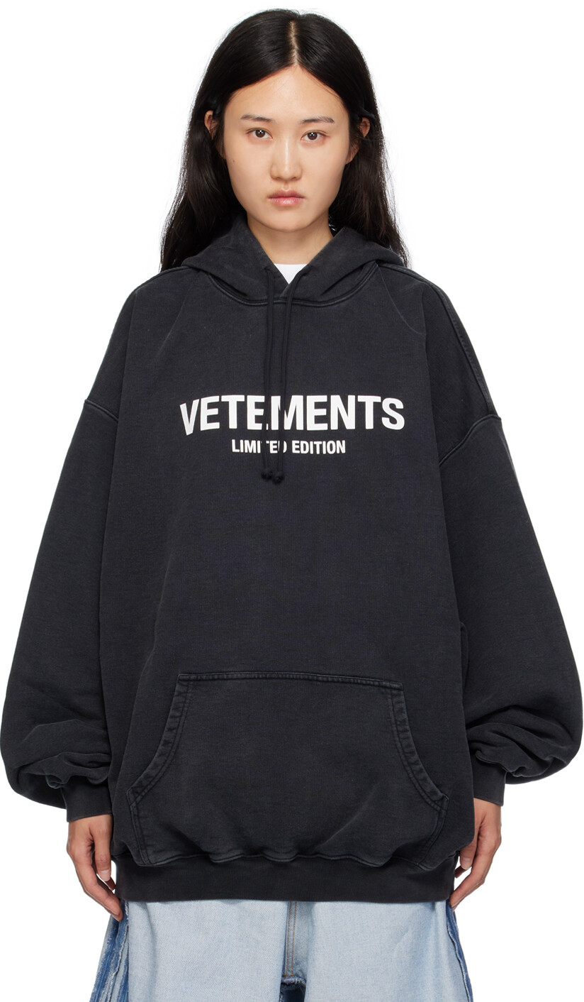

Черная толстовка с капюшоном, ограниченная серия VETEMENTS, Черный