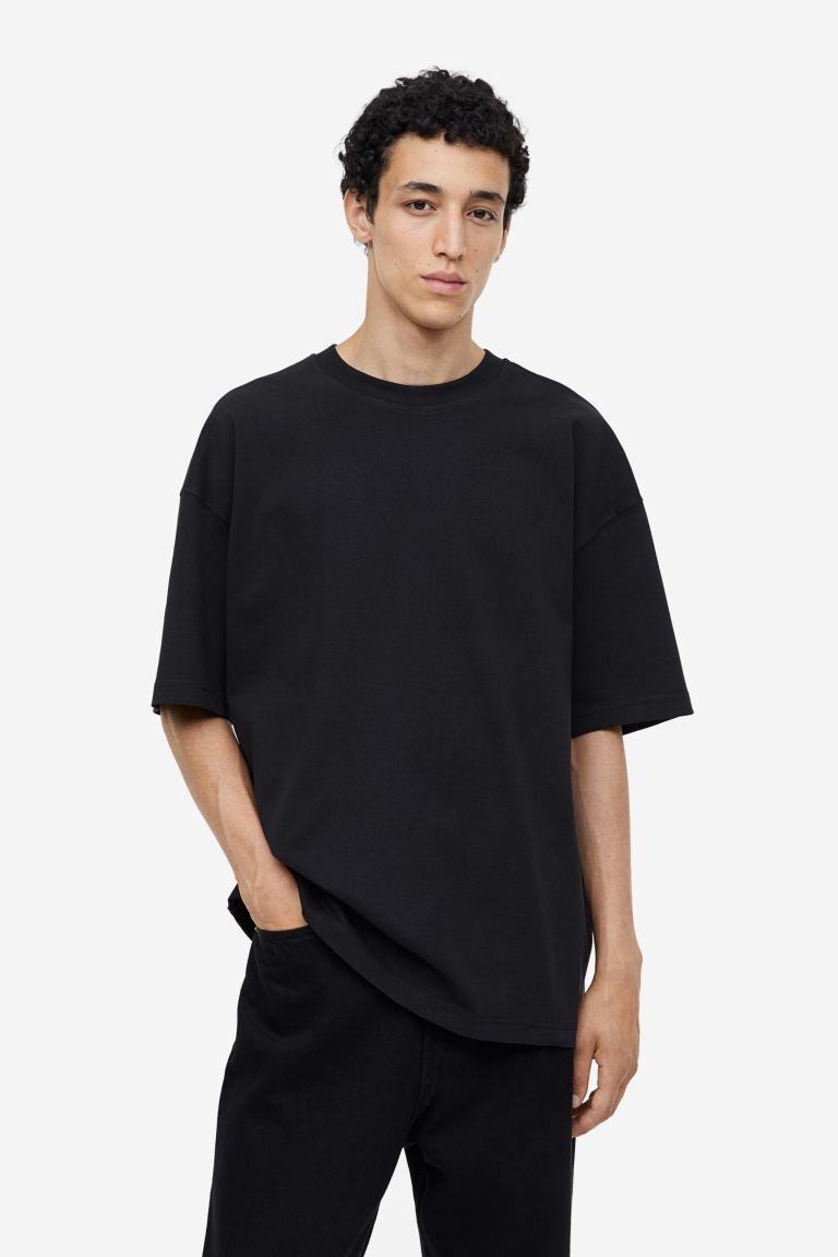 

Хлопковая футболка оверсайз H&M