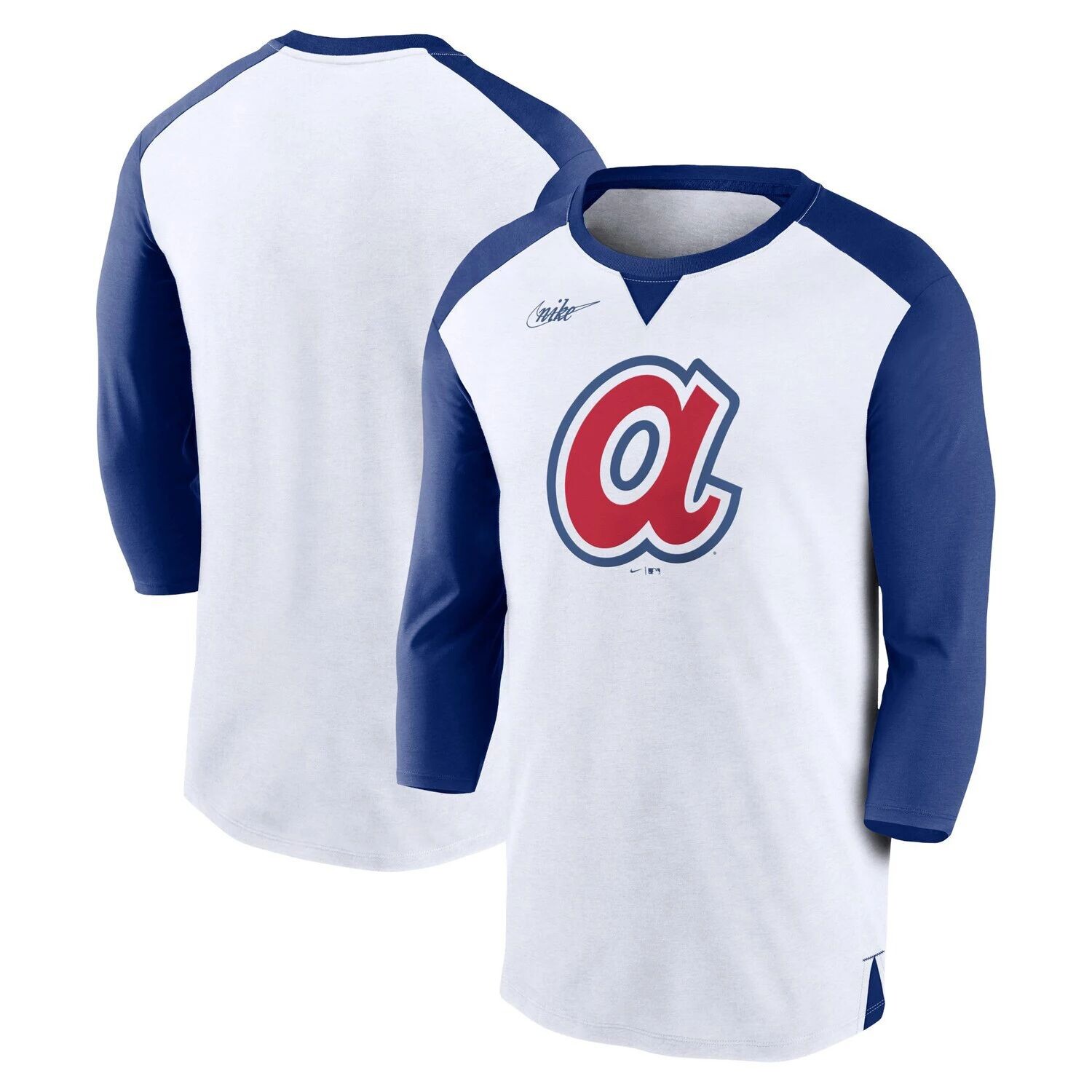 

Мужская футболка Nike White/Royal Atlanta Braves Rewind с рукавами 3/4