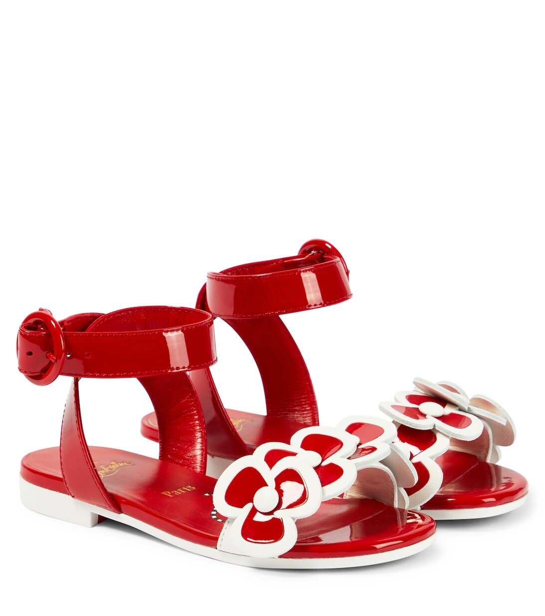 

Сандалии Pensatoi из лакированной кожи с аппликацией Christian Louboutin, белый