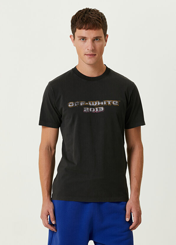 

Антрацитовая футболка с логотипом Off-White, Черный