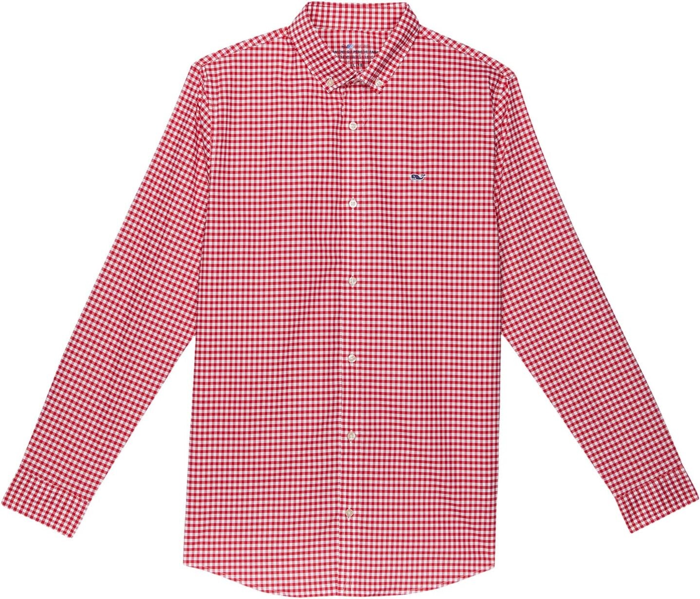 

Рубашка Vineyard Vines Gingham Performance Whale Shirt, цвет Red Velvet