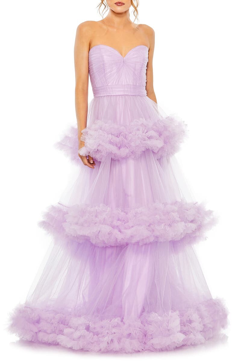 

Ярусное платье из тюля без бретелек MAC DUGGAL
