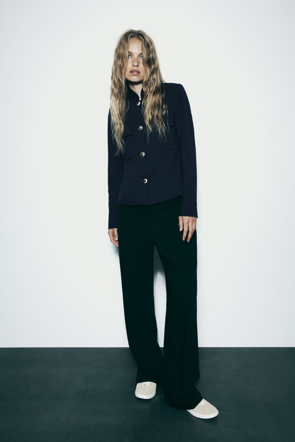 

Блейзер с воротником стойкой ZARA, синий