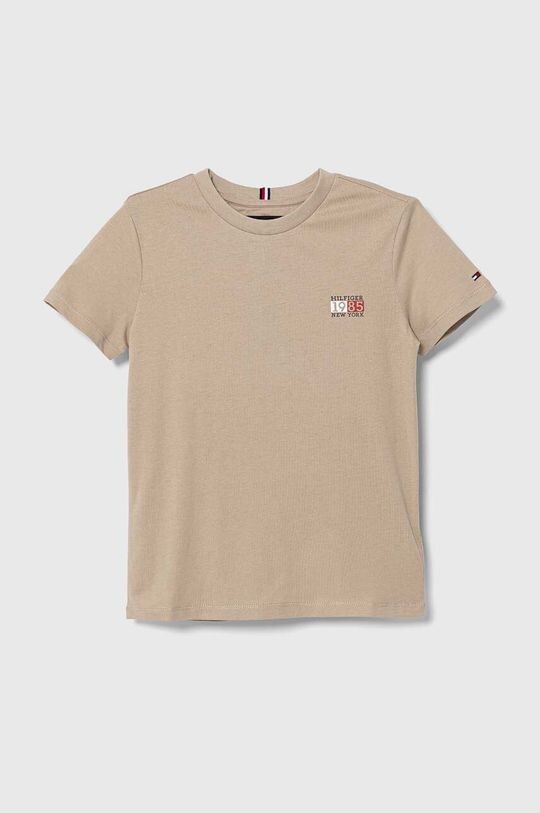 

Детская хлопковая футболка Tommy Hilfiger, коричневый