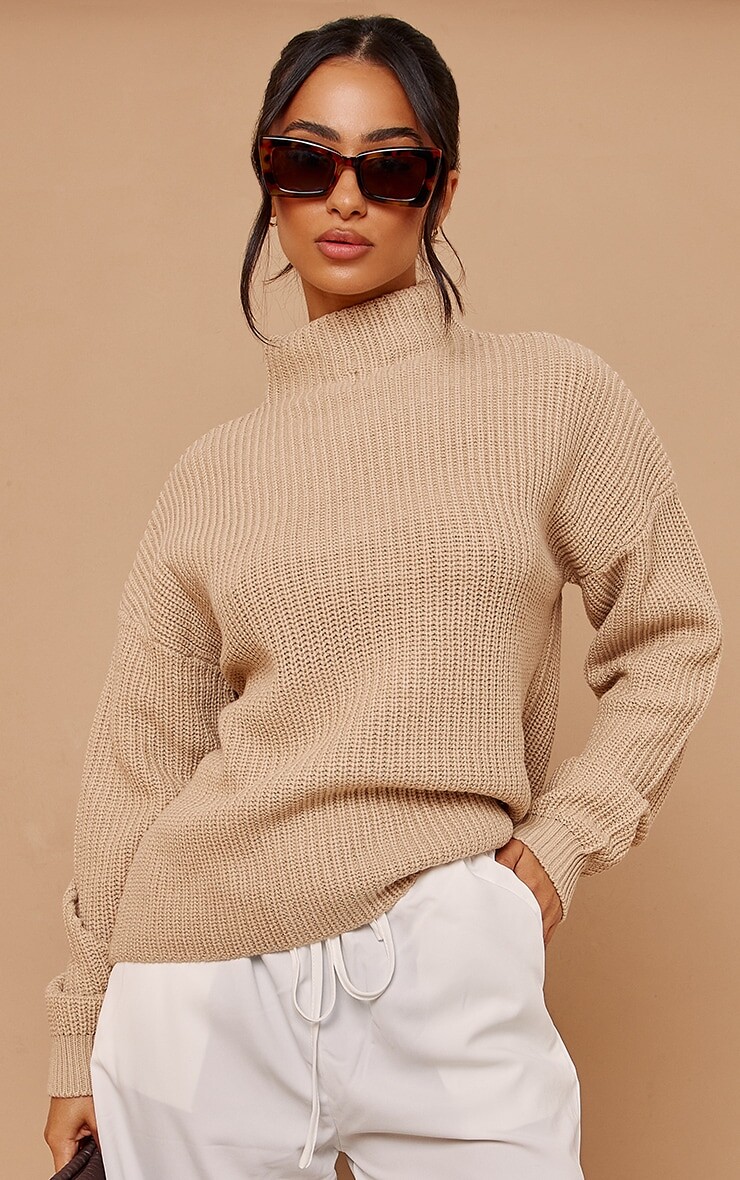 

PrettyLittleThing Джемпер с высоким воротником и длинными рукавами Petite Stone
