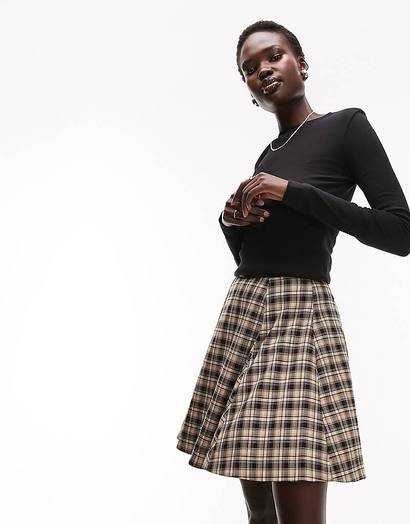 

Юбка в клетку Topshop Tall нейтрального цвета