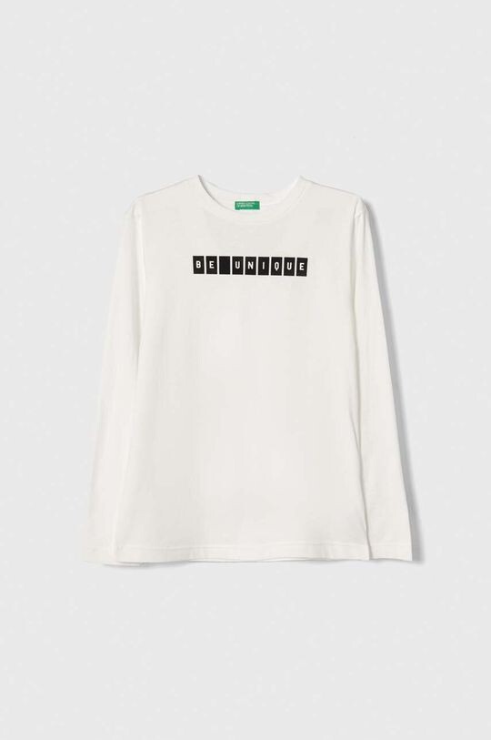

Детская хлопковая футболка с длинными рукавами United Colors of Benetton, белый