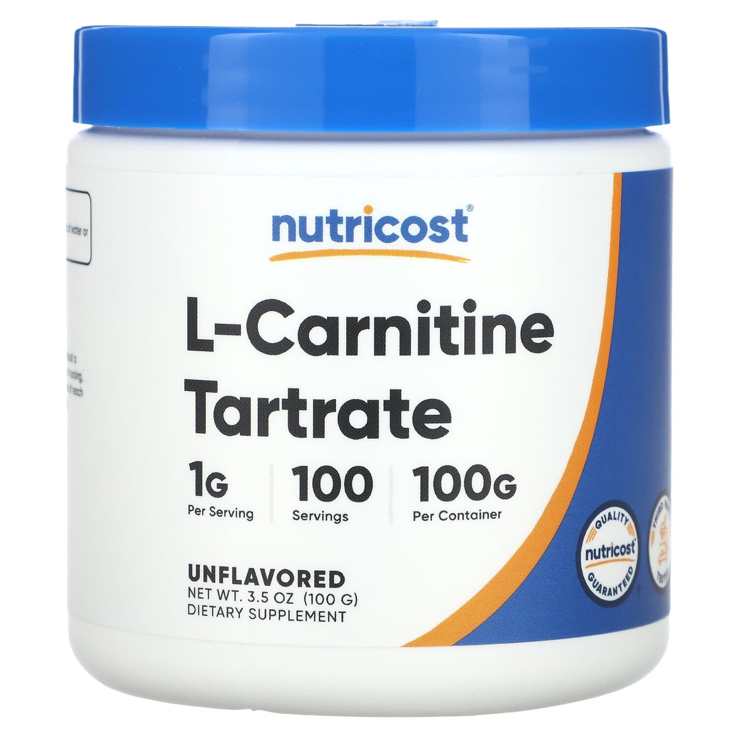 

L-карнитин тартрат, без добавок, 1 г, 100 г (3,5 унции), Nutricost