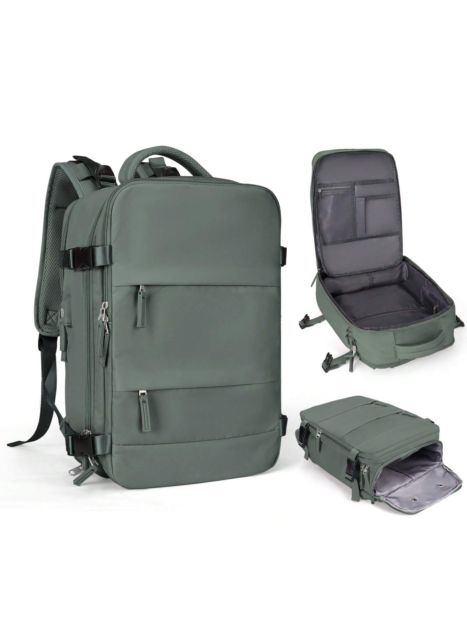 Женский дорожный рюкзак с USB-портом для зарядки, армейский зеленый