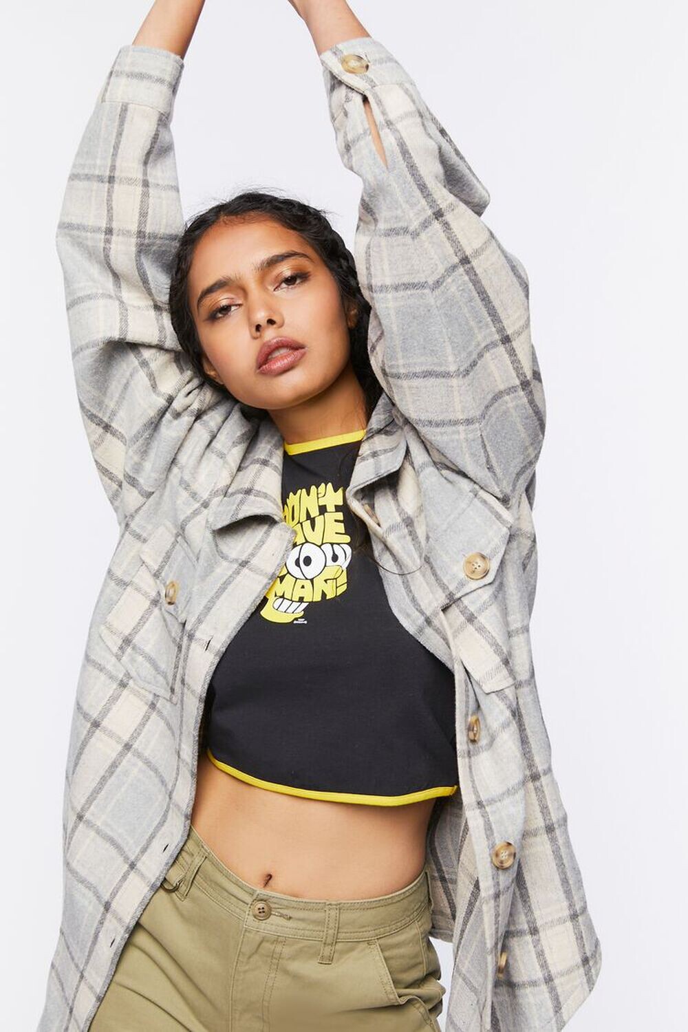 

Клетчатая куртка на пуговицах спереди Forever 21, серый