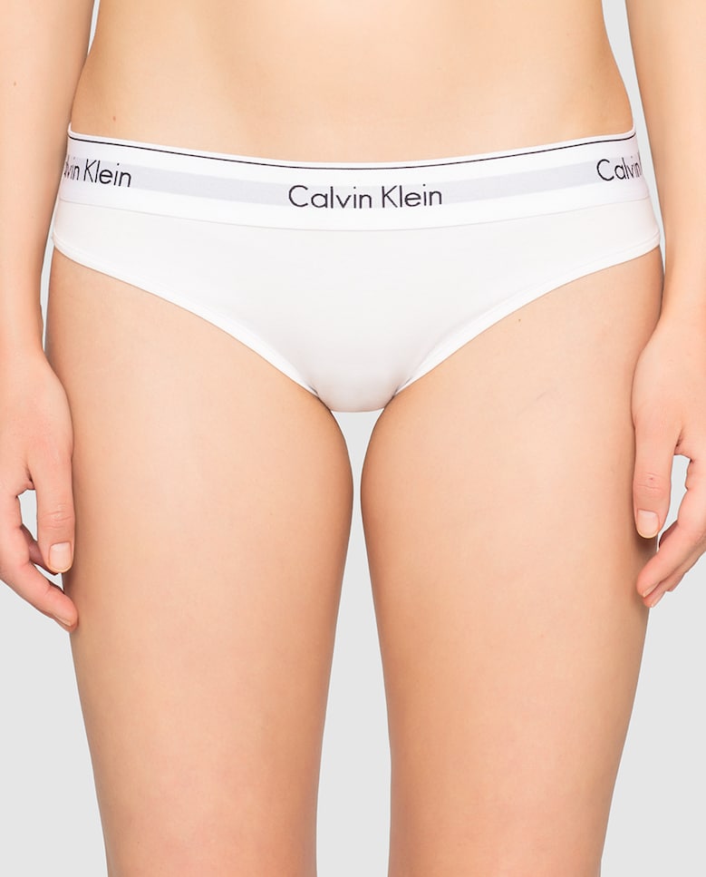Женские хлопковые трусики Calvin Klein с однотонным вырезом бикини Calvin Klein, белый фотографии
