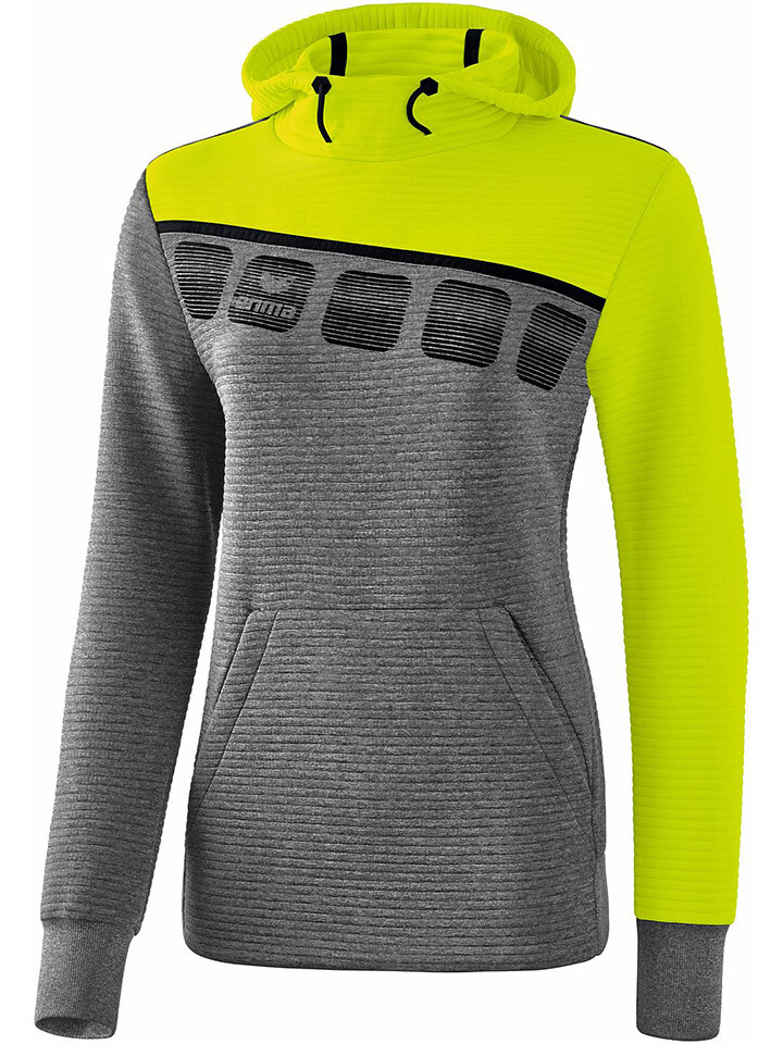 

Толстовка erima Hoodie 5 C, цвет Grau/Neongrün