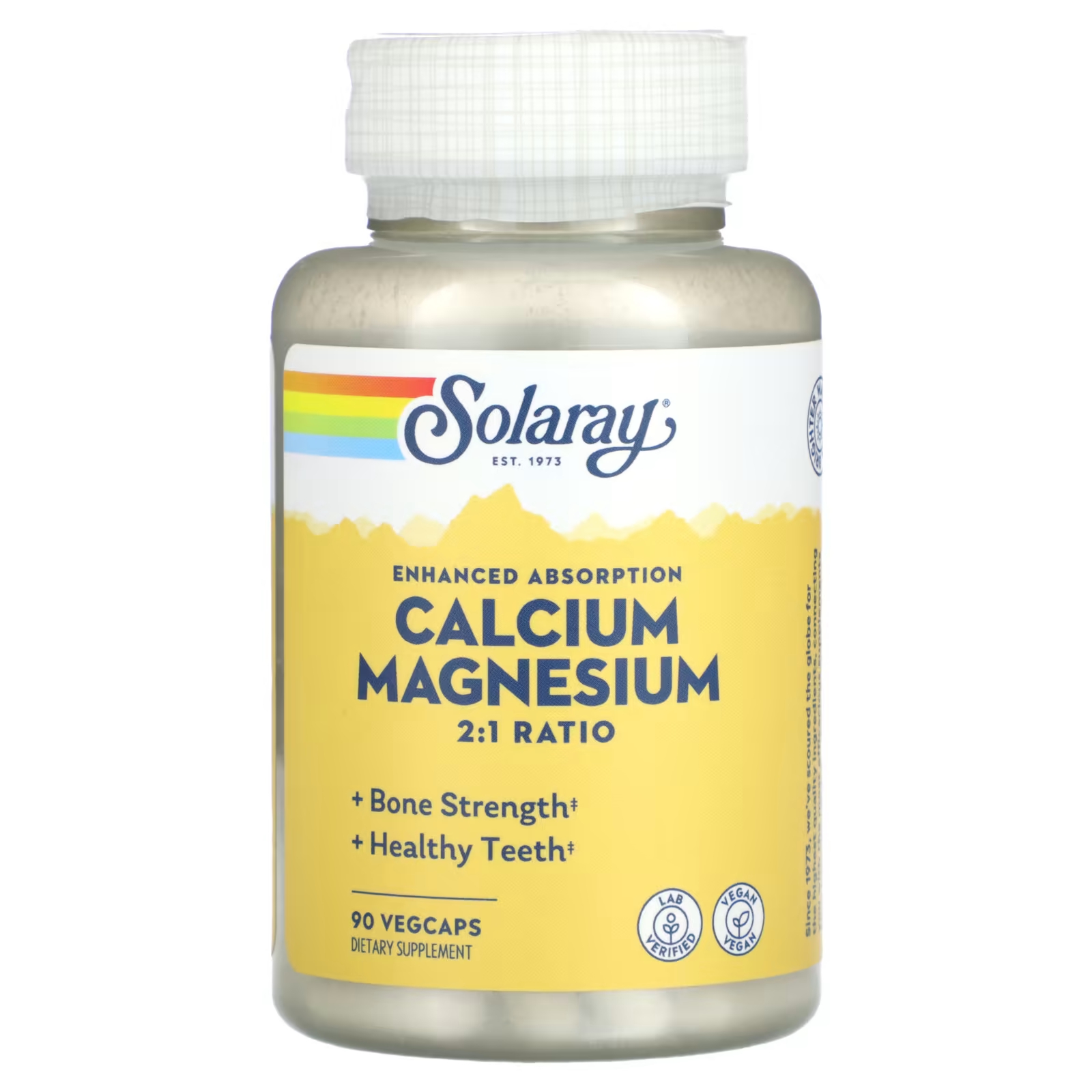 Пищевая добавка Solaray Кальций-магний, 90 капсул кальций магний цитрат solaray 125 мг 180 капсул