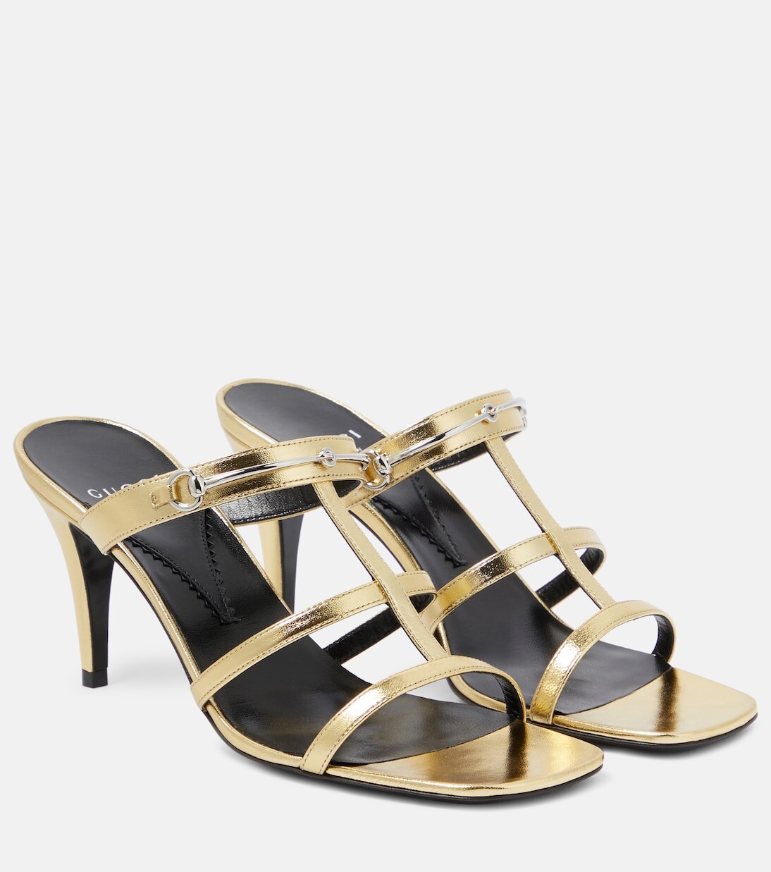

Мюли horsebit из металлизированной кожи Gucci, металлический