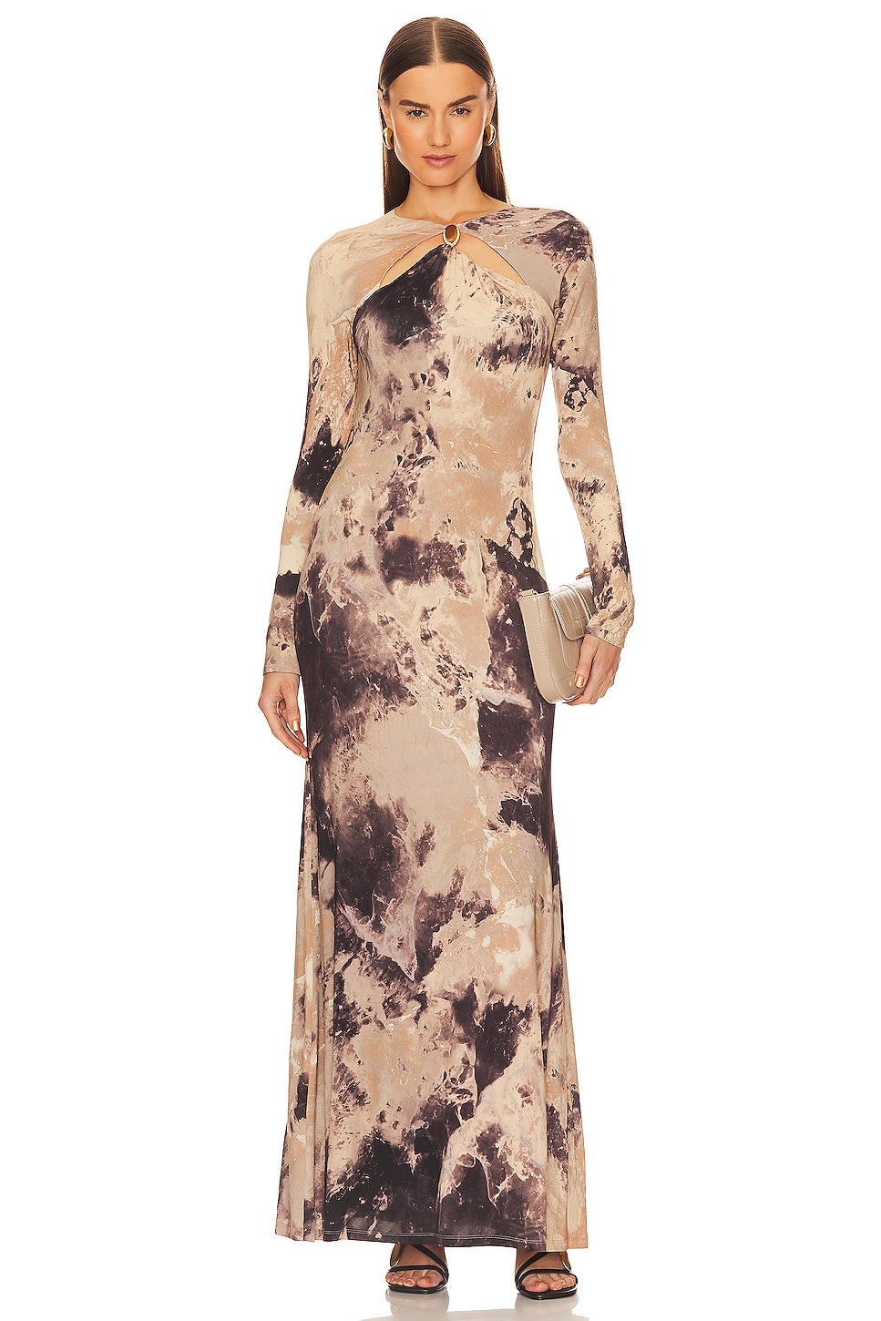 Платье SIMKHAI Etta Gown, цвет Macadamia Rock Crystal Print